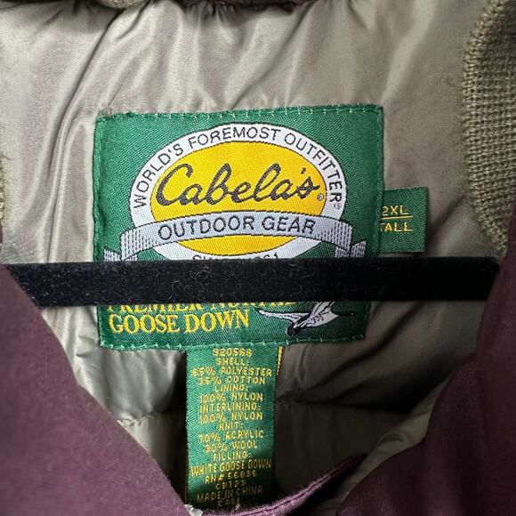 Cabela’s Men’s Goose Down Puffer Vest 2XLT Burgundy – Insulated Outdoor Wear - Picture 2 of 9